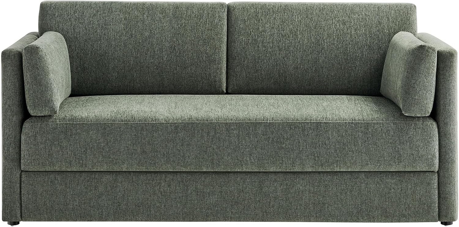 Linden 73 Inch Heathered Chenille Upholstered Sofa in Eucalyptus