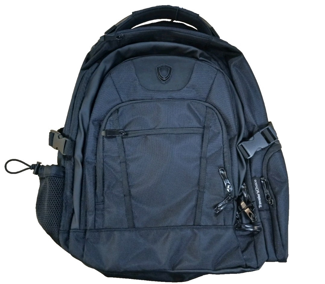 Traveler’s Choice 19 Inch Multi-Pocket Backpack for Laptops - Black Rucksack