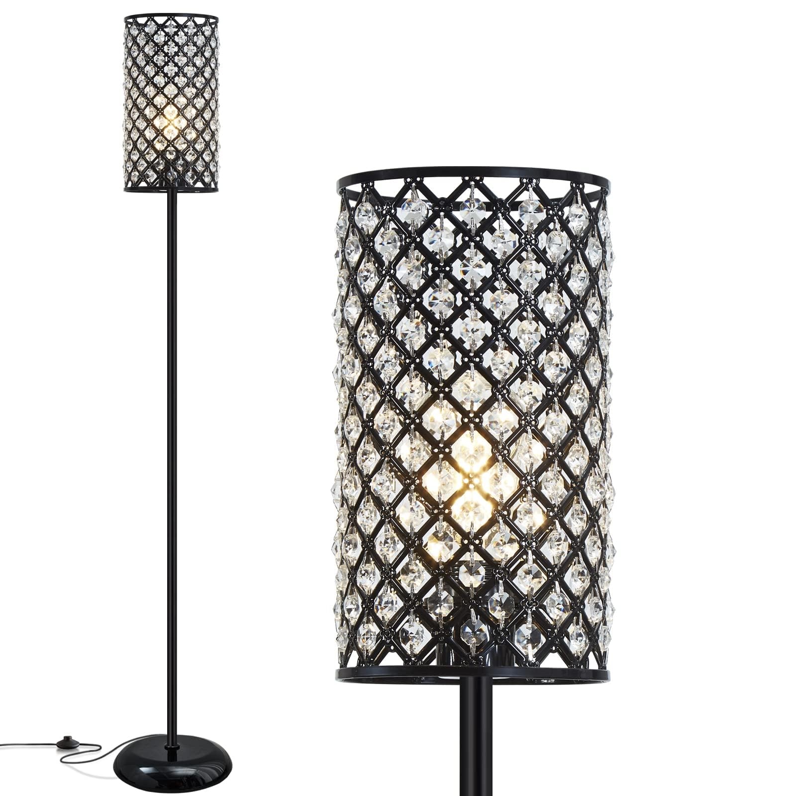 Girl Bedroom Floor Lamp - Modern Black Standing Light with Foot Switch