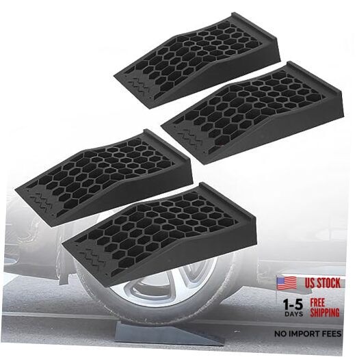 Low Profile Car Service Ramp with Anti-Slip Pads, 4 Pack for Oil L17" (4 Pack)