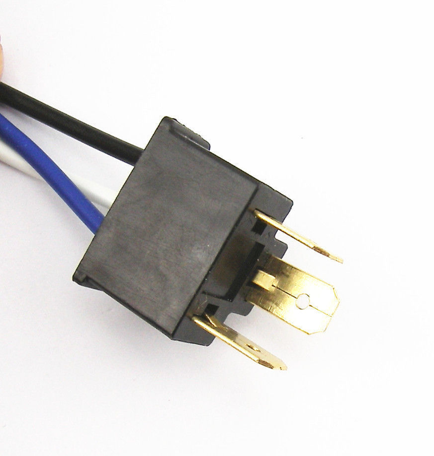 4-Headlight Relay Wiring Harness H4 Headlamp Light Bulb Ceramic Socket Plugs Set