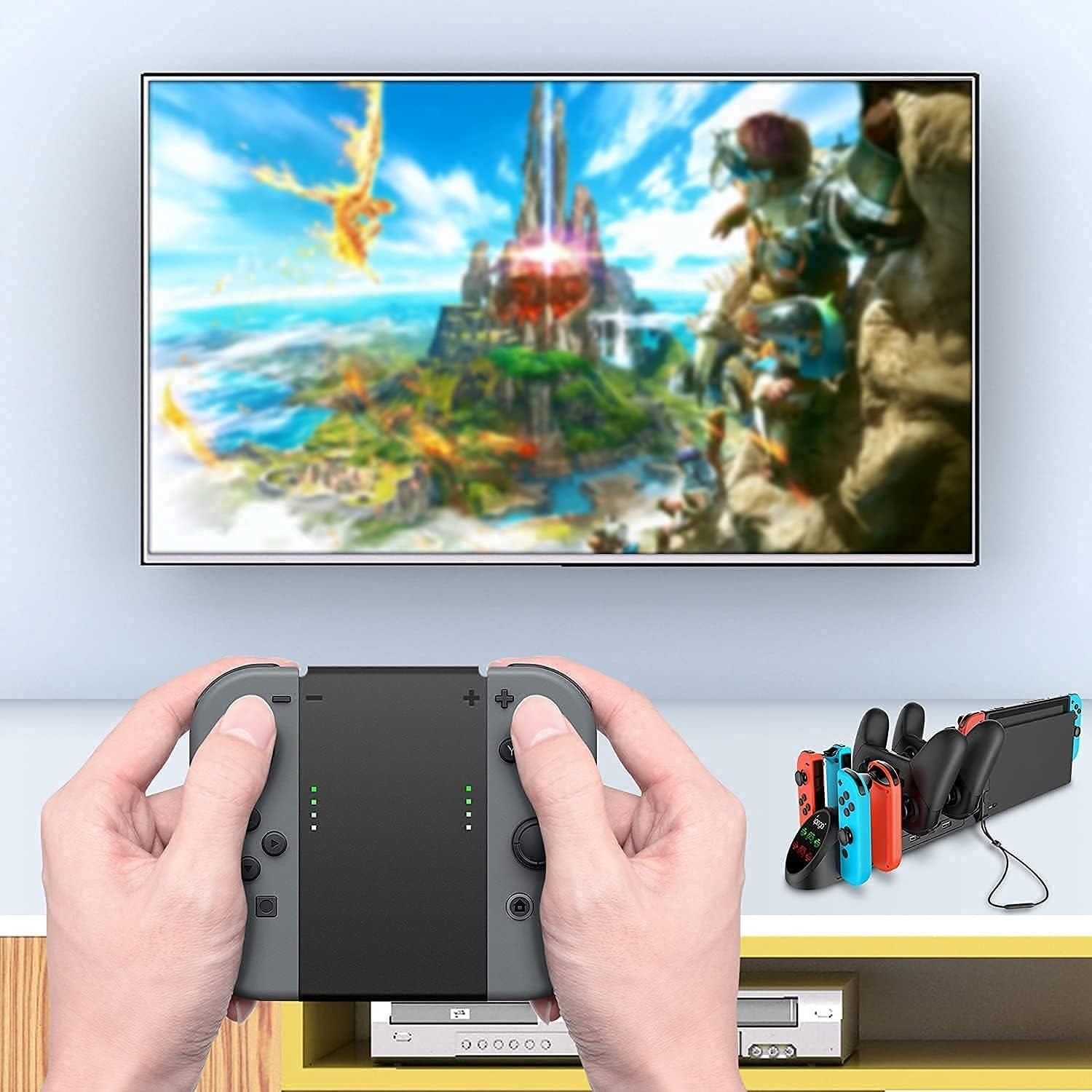 Safe & Compact Charging Dock for Switch Pro Controllers - 6-in-1 with Smart Chip