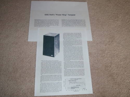 ESS Tempest LS-5 Speaker Review,Power Ring! 2 pgs, 1977
