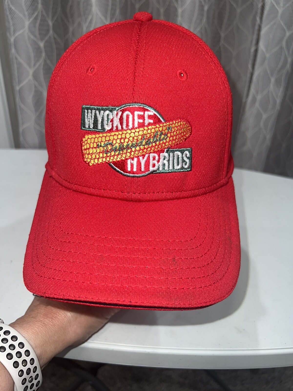 Wyckoff Hybrid Corn Red with Embroidered Corn OTTO Hat Cap Hook Loop EUC