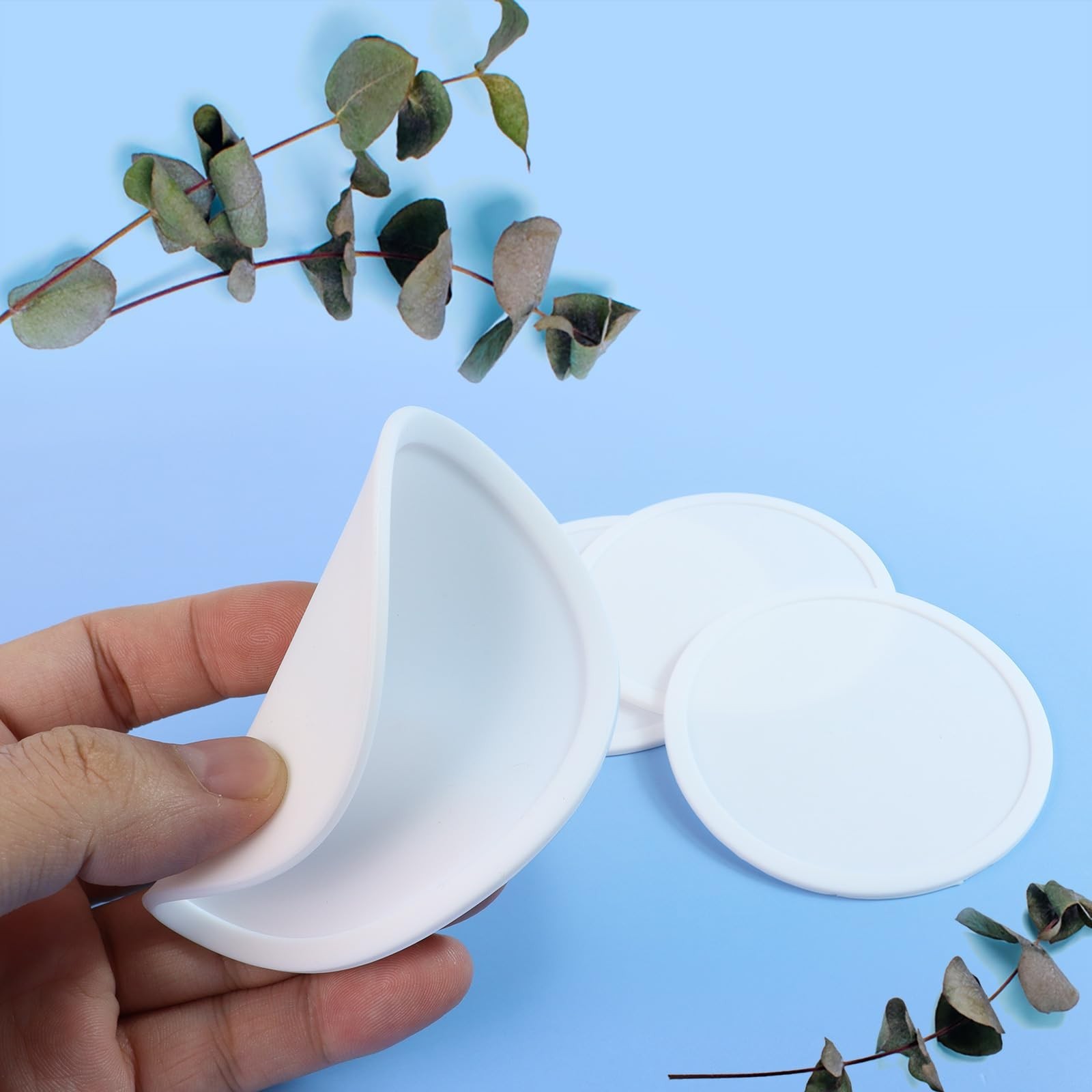 5-Pack White Silicone Coasters - Non-Slip Drink Coasters for Dining Table - N...