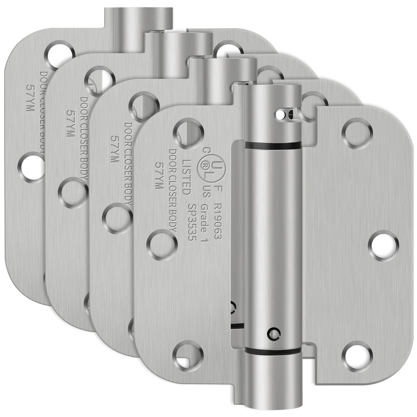 4 Pack 3.5 Inch Spring Loaded Self Closing Door Hinges with 5/8" Radius Corners