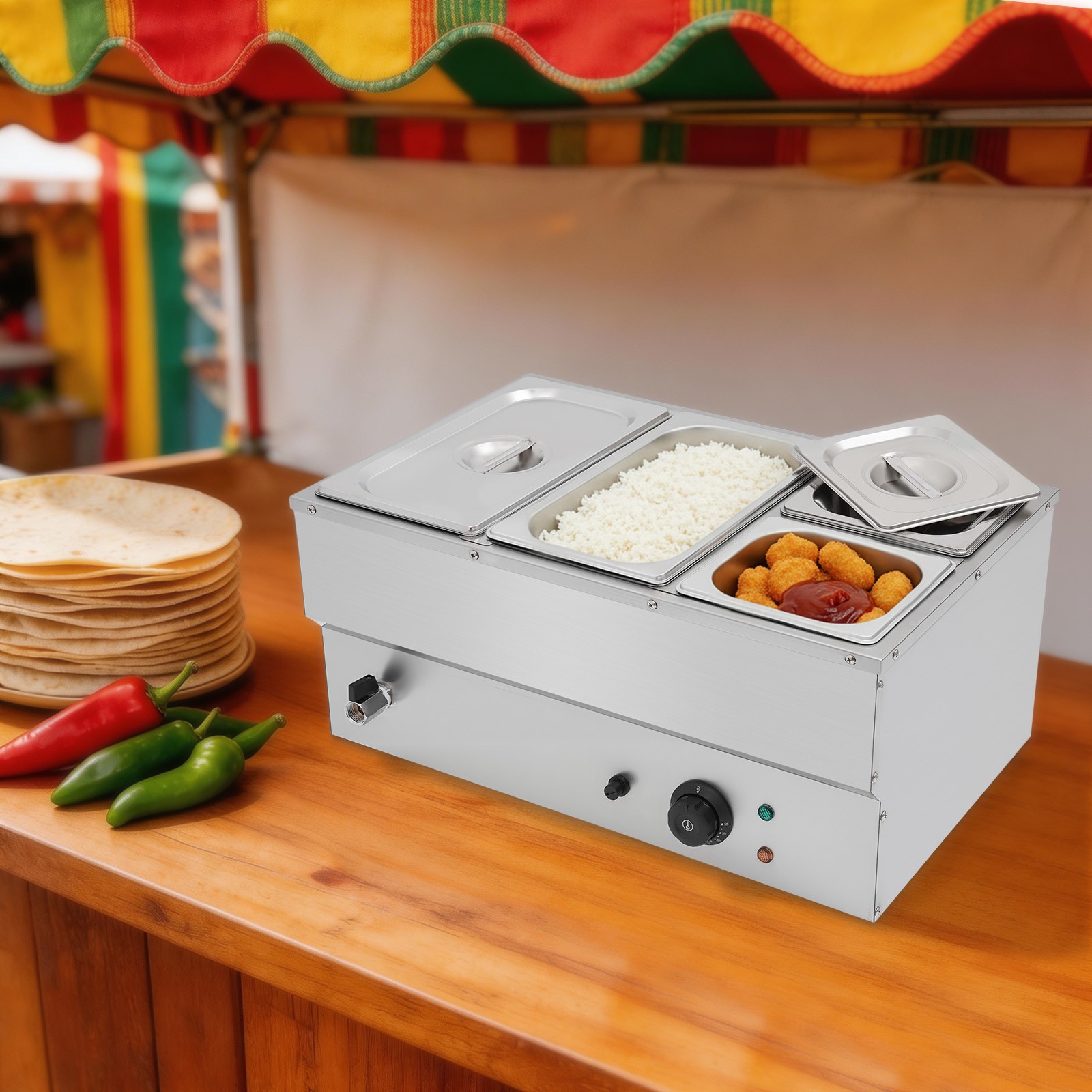 Electric 4-pan Food Warmer Commercial Food Warmer Buffet Food Warmer Stainless
