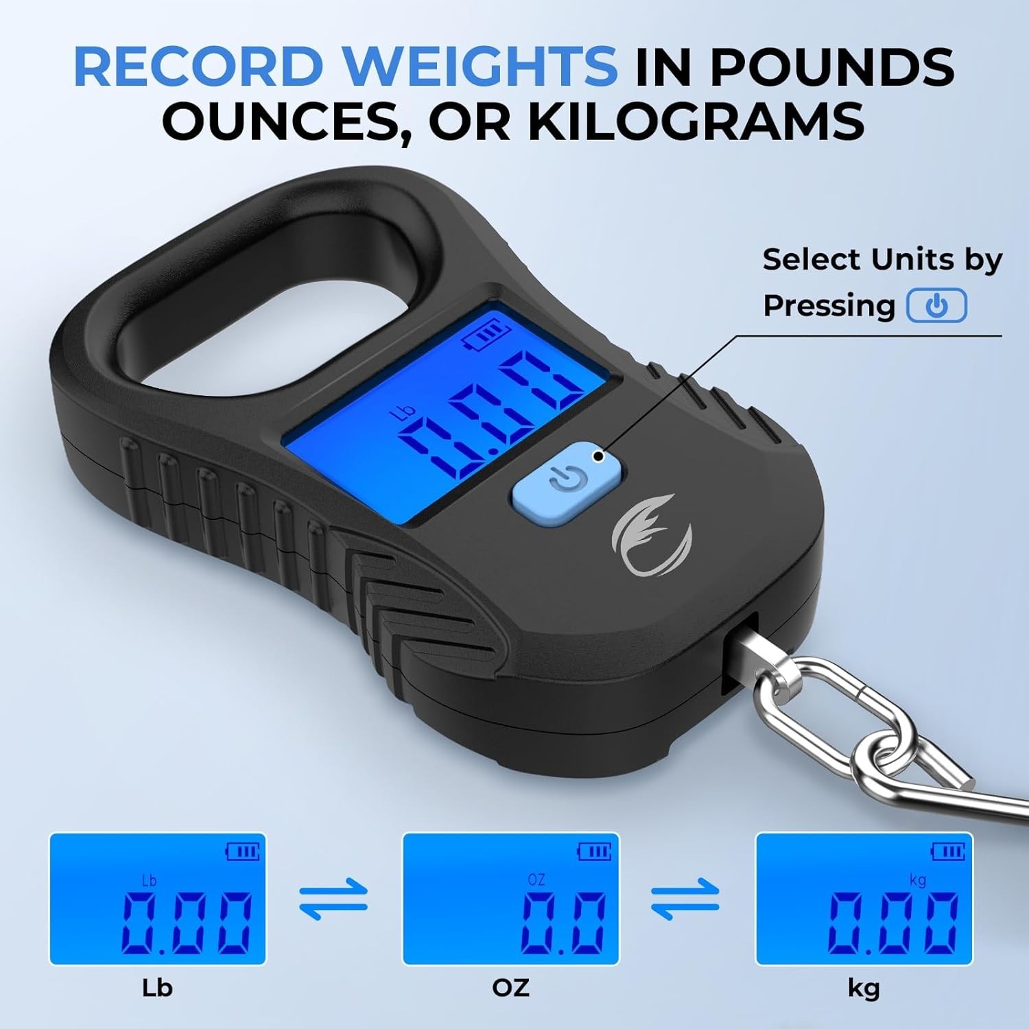 Lightweight Fish Scale, Rechargeable Digital Scale with USB Cable, 55lb Capac...