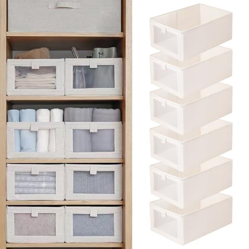 Linen Closet Organizers And Storage, 6 Pack Closet Storage Bins Linen 6pcs