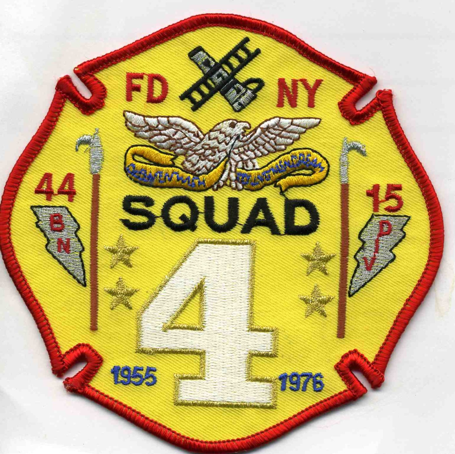 New York City  FDNY Squad - 4 "Batt-44 / Div - 15", NY (5" x 5") fire patch