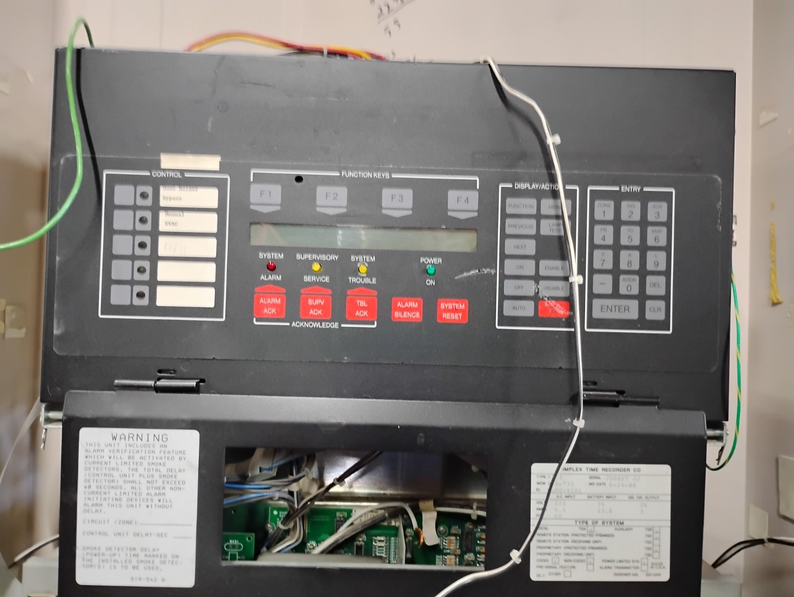 Simplex 4100-8201 TrueAlarm Fire Alarm Control Panel Cabinet Assembly TESTED