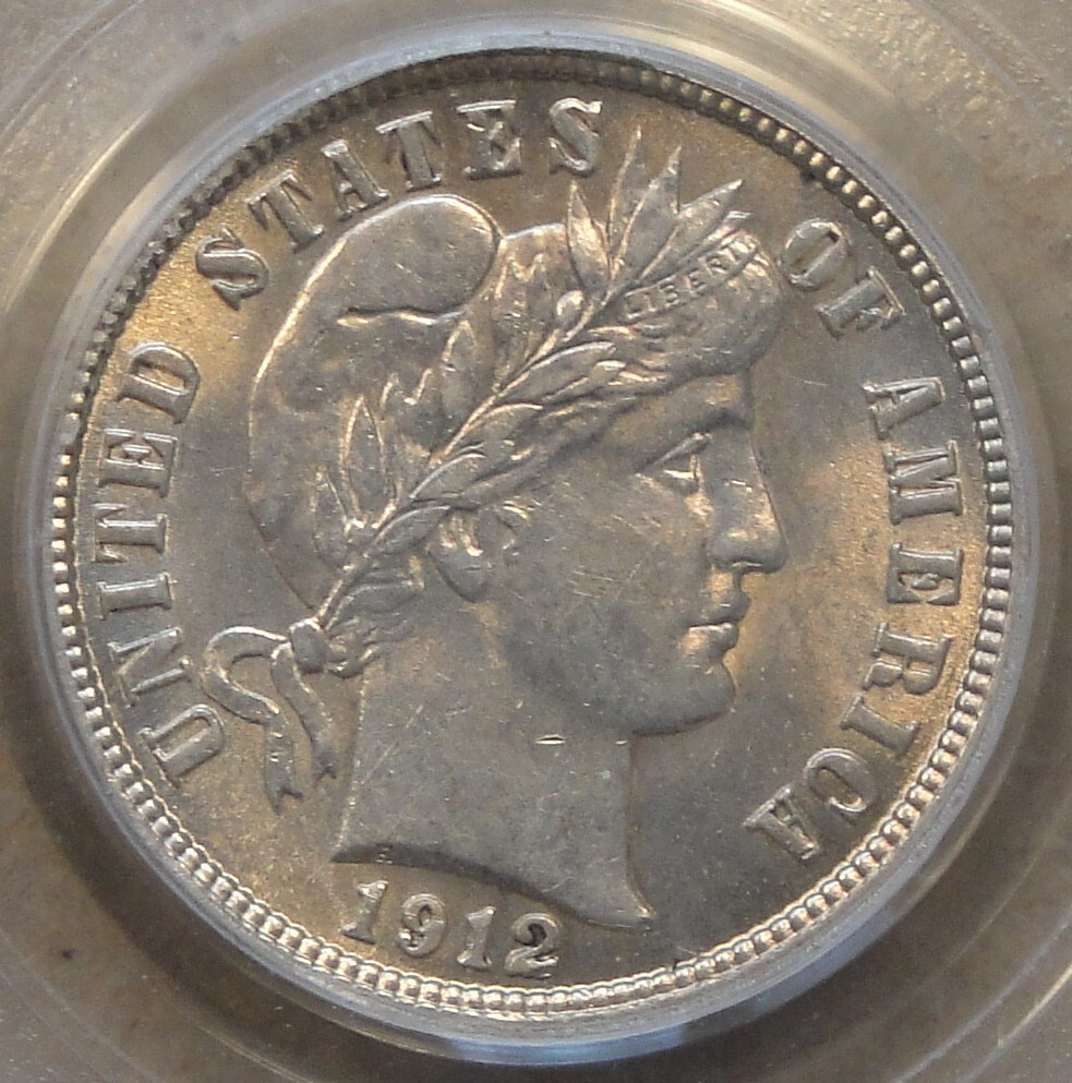 1912 Barber Dime 10c PCGS Certified MS62 Old Green Holder