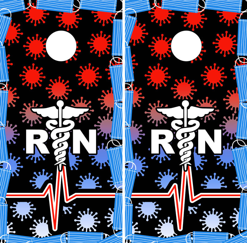FADEPROOF Cornhole Board Wraps Laminated   /  RN Covid Nurse