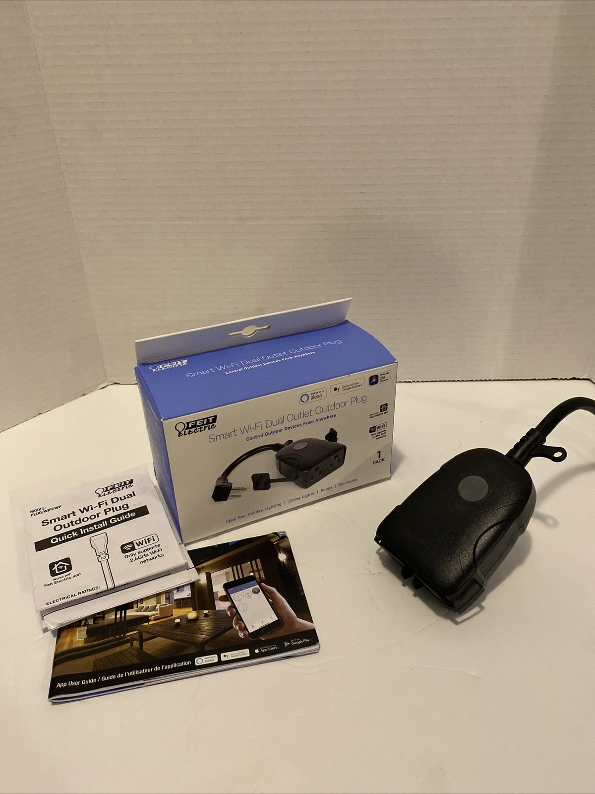 ✅ Feit Electric PLUG/WIFI/WP Work with Alexa and Google Home, Outdoor, Black
