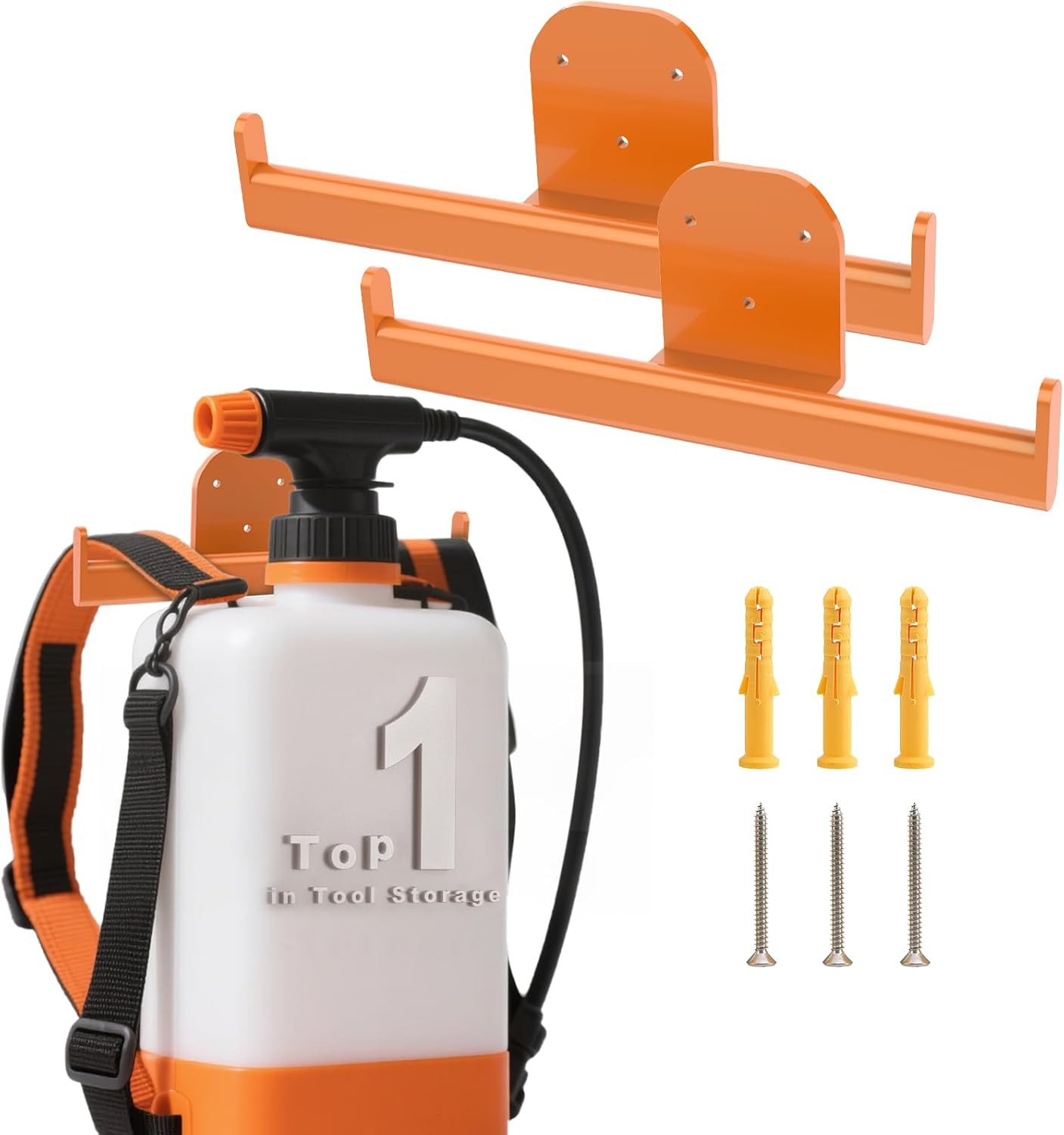 FLEXI RODS Backpack Leaf Blower Hanger & Sprayer Wall Mount, Lawn Care Organizer