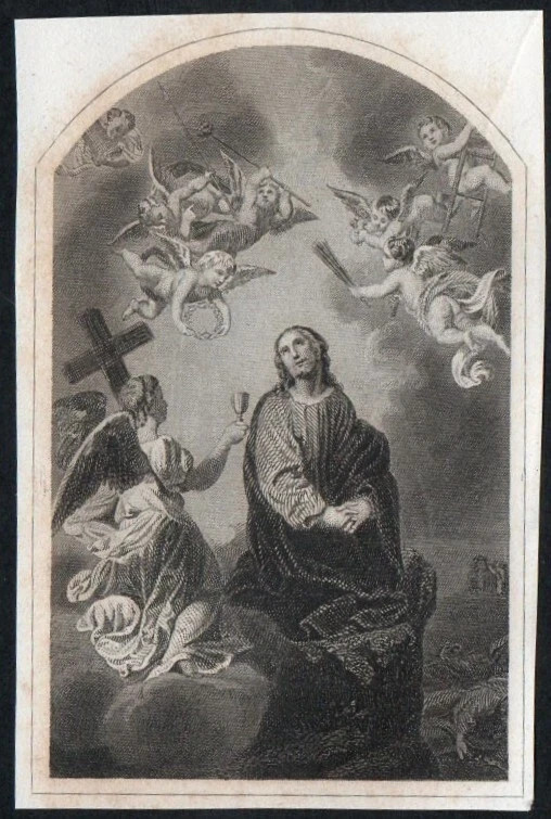 Holy card antique grabado de Jesus estampa santino image pieuse