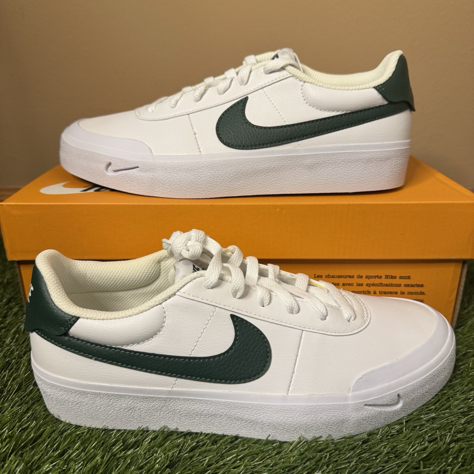Nike Court Shot Men's Shoes White/Green Size 7  FQ8146-107 NEW