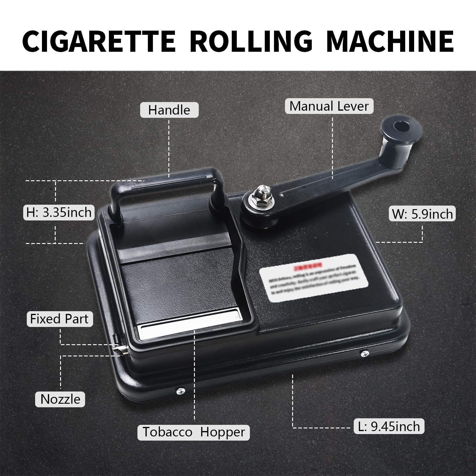Cigarett Rolling Machine, Manual Cigarett Roller, Portable Black Rolling Ma