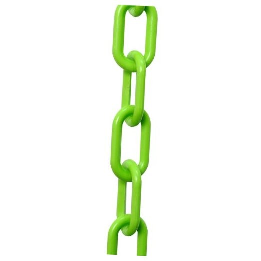 Plastic Barrier Chain, 2-Inch Link Diameter, 100-Foot 100 Feet Safety Green