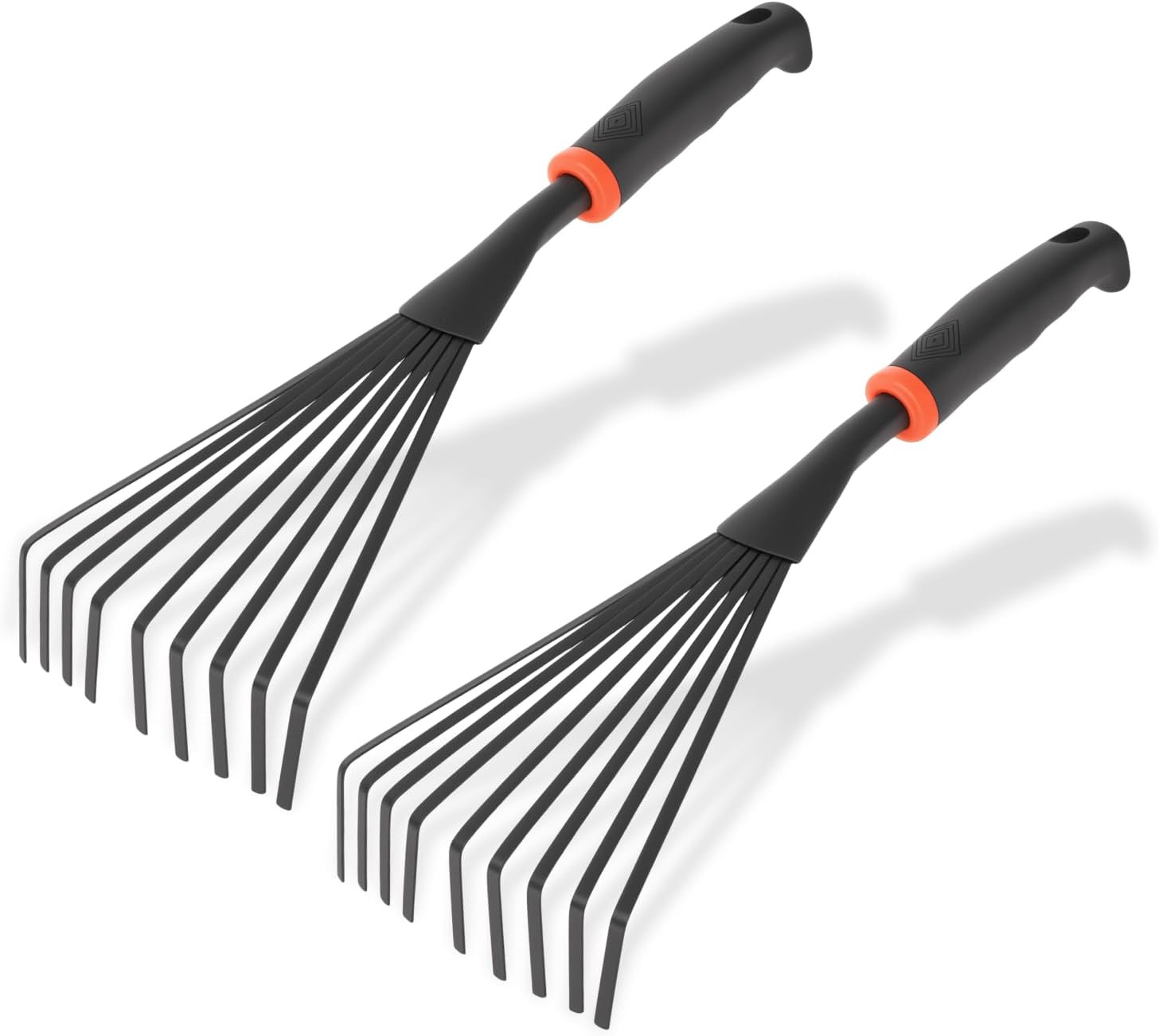 2 Pcs Gardening Hand Rake, 14.5" Alloy Steel Short Handle Shrub Rake for Soil Lo