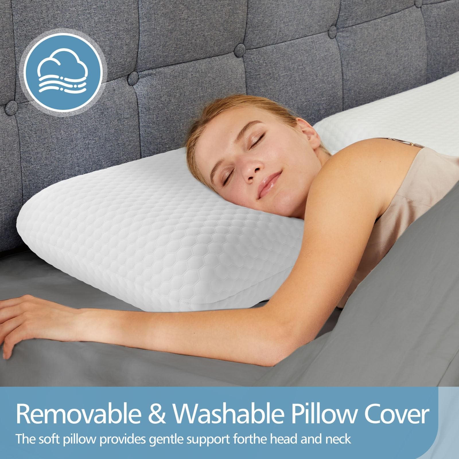 Memory Foam Pillows for Sleeping, 1 Pack Bed Pillows for Adults with Washable...