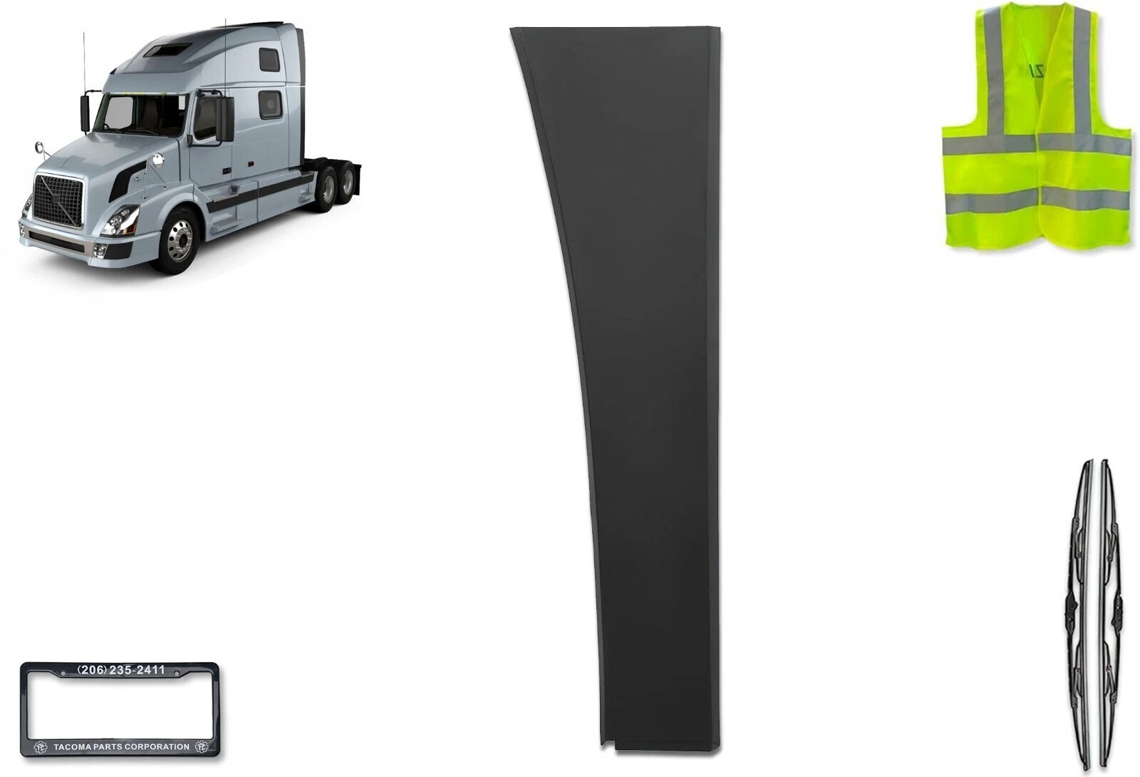 Compatible with Volvo VNL 2004-2017 Upper Wind Cab Fairing Deflector Left