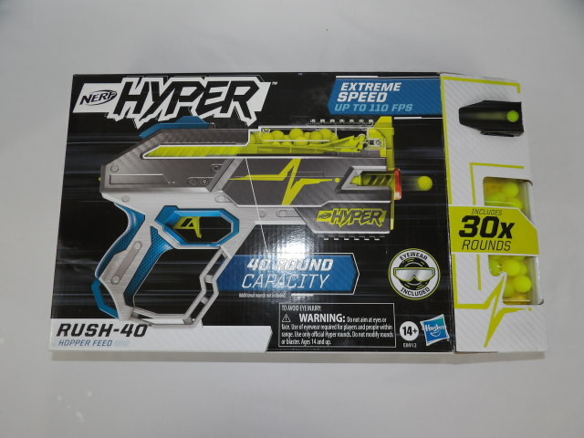 Nerf Hyper Rush 40 Pump Action Blaster & 30 Nerf Hyper Rounds & Eyewear NEW