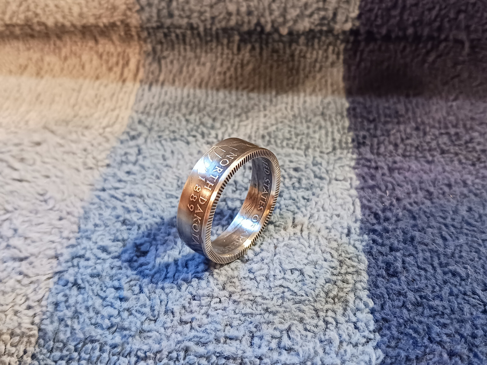 NORTH DAKOTA  State 90% Silver  Washington Quarters coin ring 9 (2006)