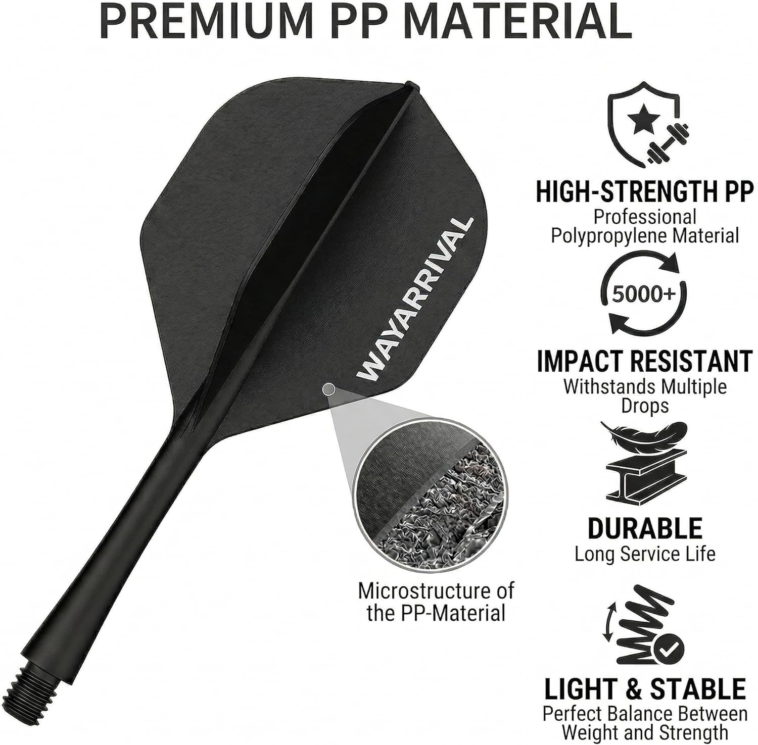 Unbreakable Integrated Dart Flights with Stems, 3 Pack, Universal 2BA Fit