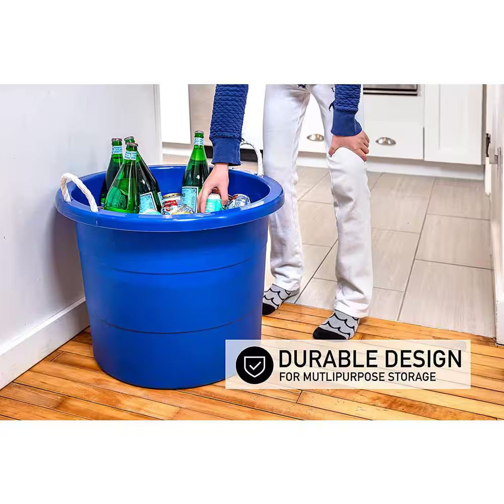 19 Gal. Rope Handle Tub, Blue (2-Pack)