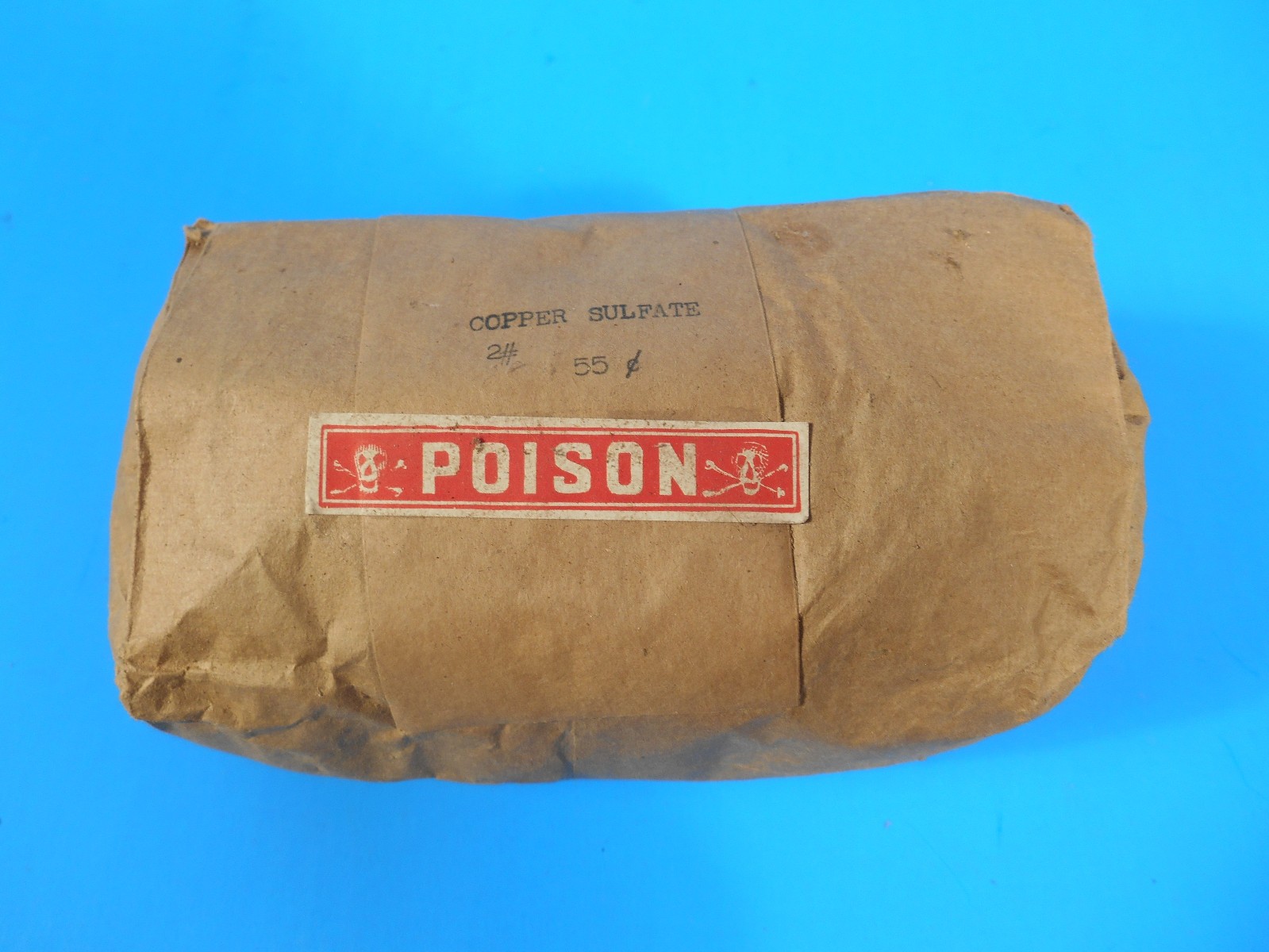 Vintage 2Lb Packet of Copper Sulphate Coarse Crystals With Poison Label