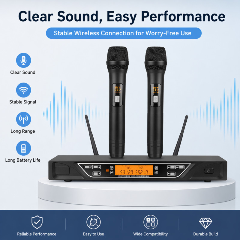 U section two-way wireless microphone, anti-interference function