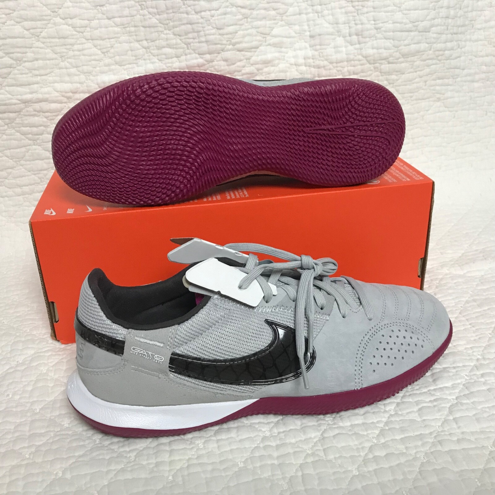Nike Streetgato Indoor Soccer Shoes Mens SZ 8.5 Gray Fog DC8466-021 NWOB