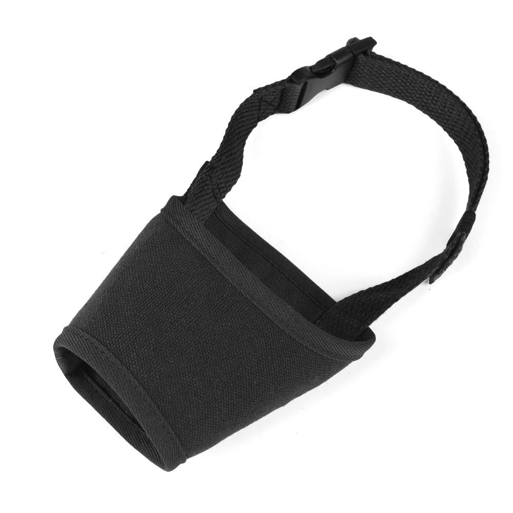 Dog Muzzle for Large Dogs, Breathable Cotton Canvas, Open-Mouth L, Black