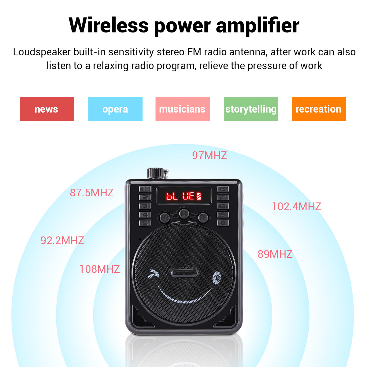 Portable Mini Wireless Amplifier Speaker Rechargeable W/Wired Microphone Headset