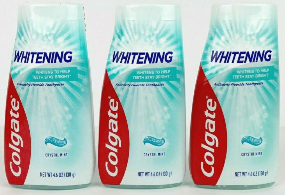 LOT 3 Colgate Whitening Fluoride Toothpaste Crystal Mint 4.6 oz each SEALED