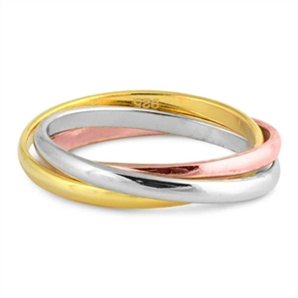 Thin Rose Gold Plated Rolling Wedding Ring .925 Sterling Silver Band Sizes 5-10