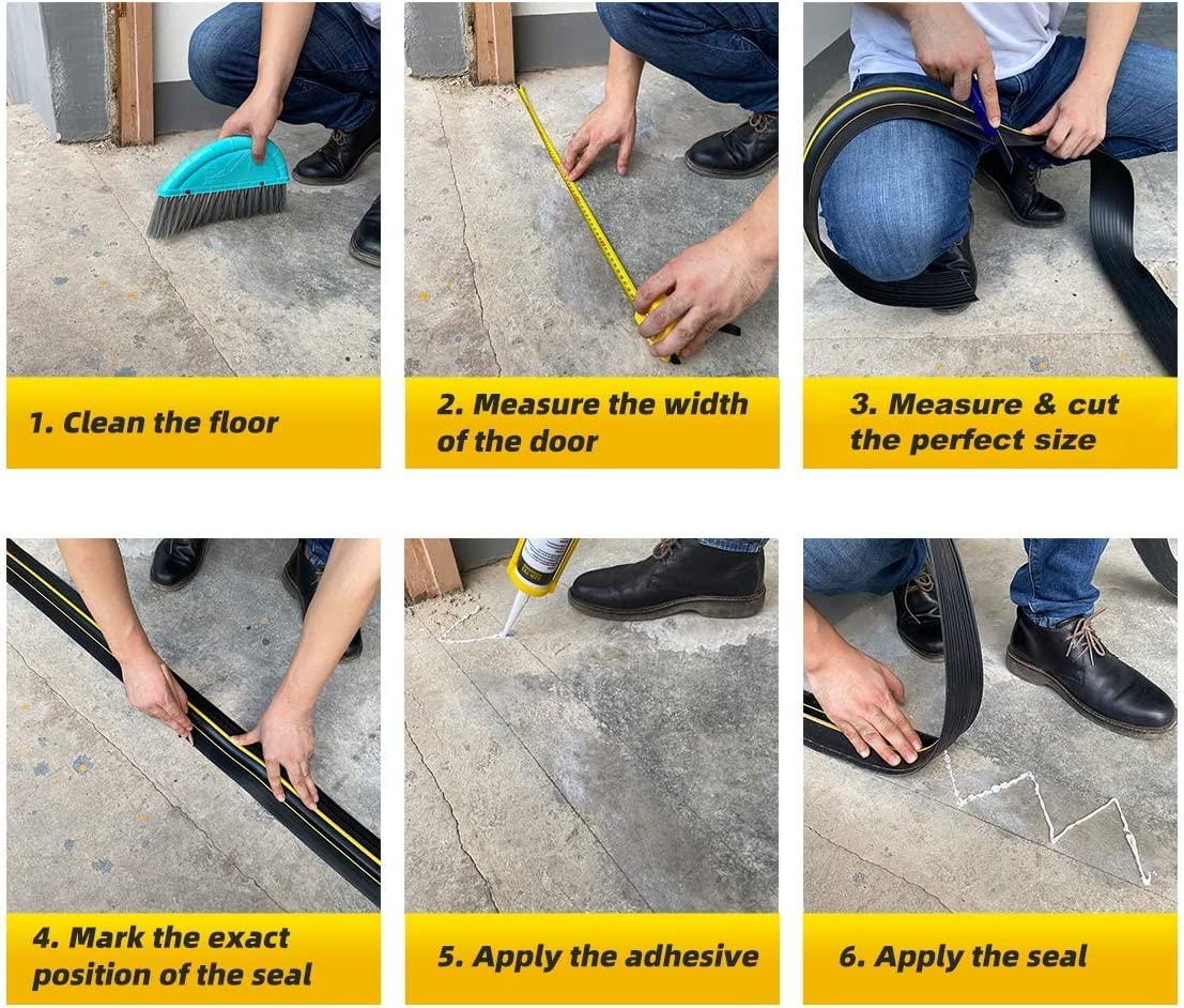Universal Garage Door Threshold Seal Strip 10FT Kit, Bottom Waterproof Rubber...