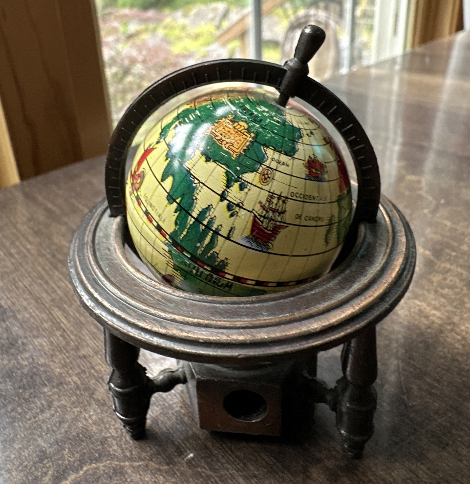 Metal Globe Desktop Pencil Sharpener w/ Stand - World Globe Design