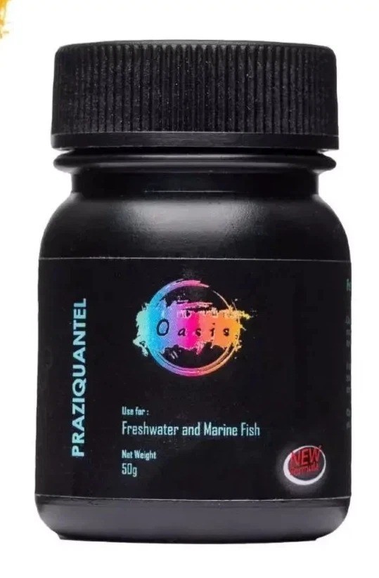 Oasis Praziquantel Fish Medication 50g Deworm Lice Anchor Parasites Marine Water