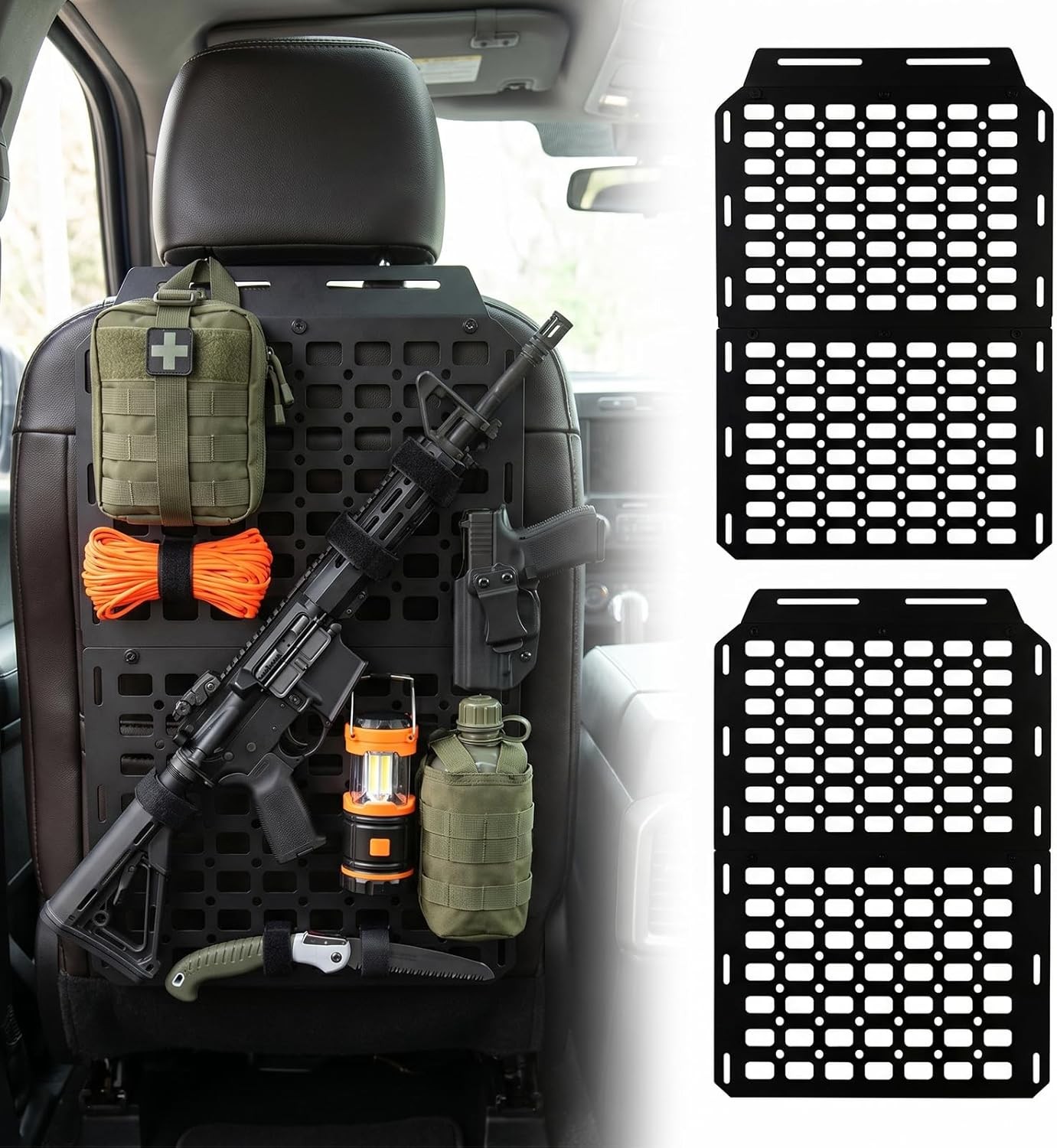 2pc Tactical Rigid MOLLE Panel For 2015-2026 Ford F150 Seat Back hunting Storage