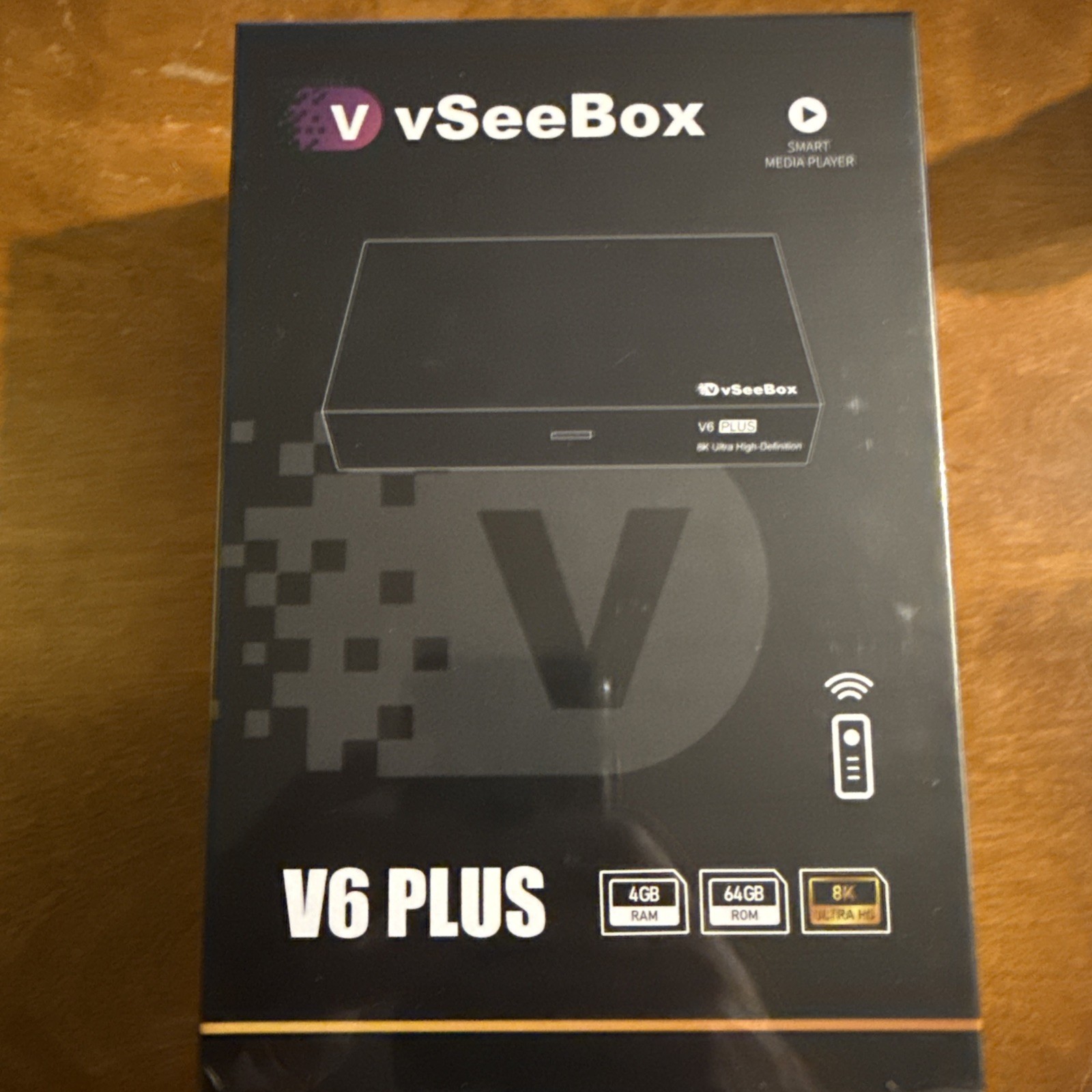 V6 Plus TV Box with Android 14, 4GB RAM 64GB Storage, Remote