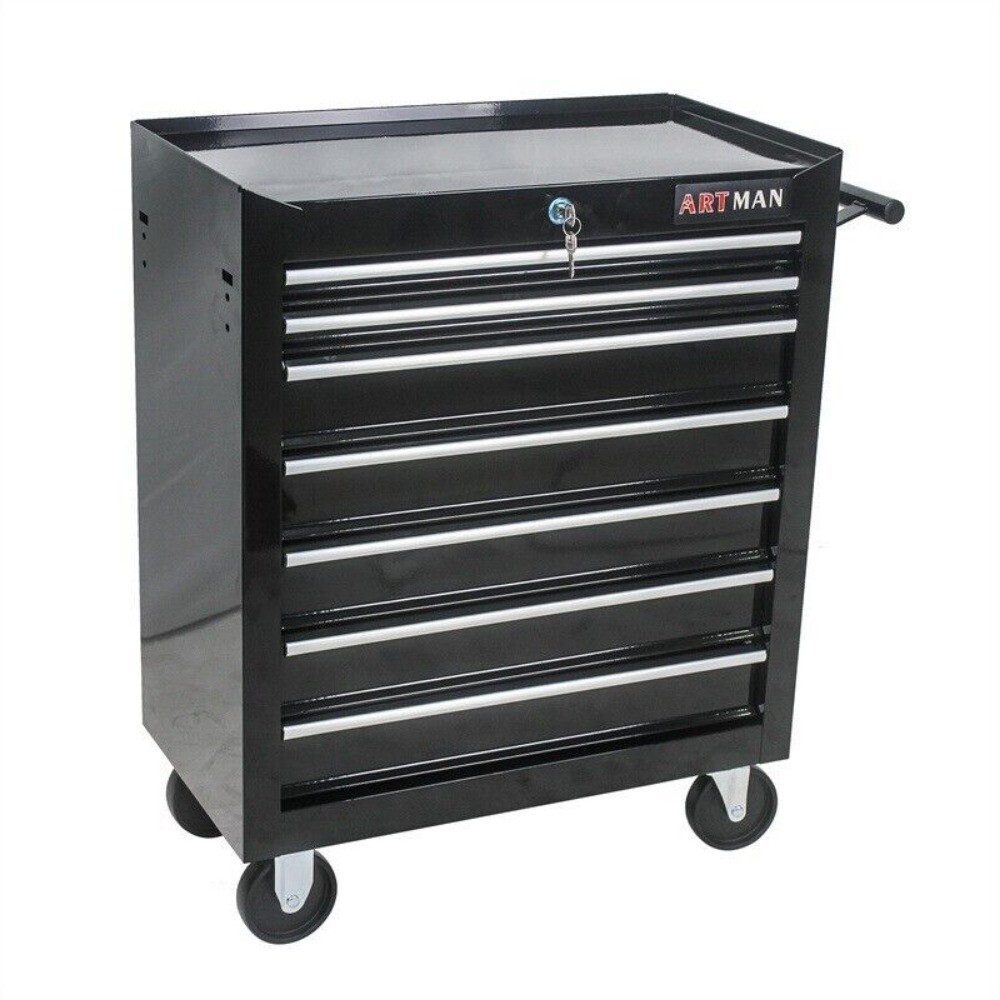 7 Drawers Rolling Tool Box Cart Tool Storage Cabinet Steel Lockable Tool Chest