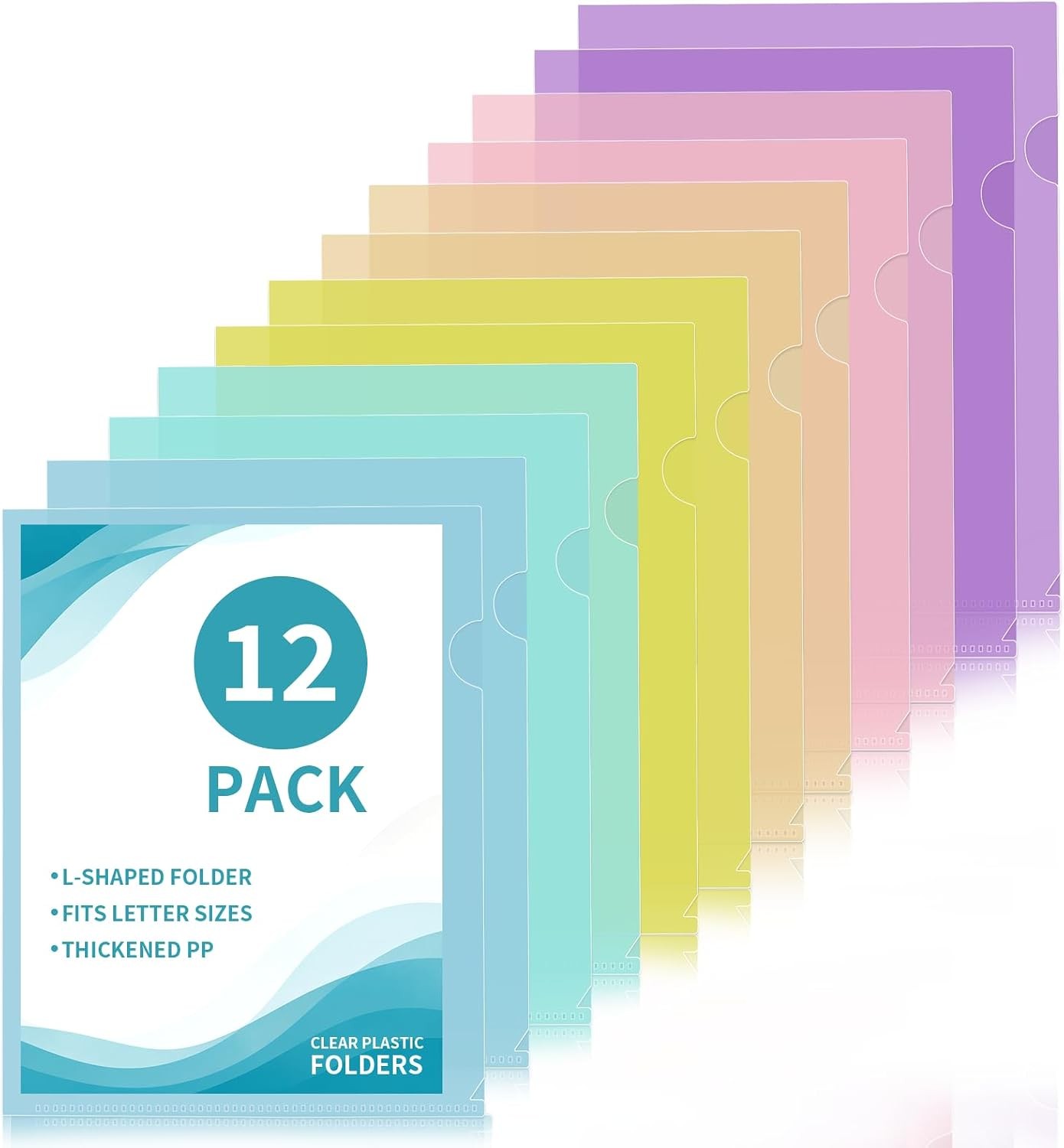 12 Pack Plastic File Folders, Letter Size Clear Project Sleeves for 8.5 x 11