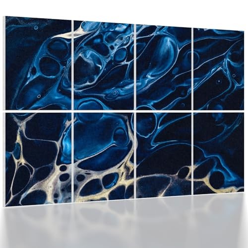 8 Pcs 0.7Inch Thick Art Acoustic Panels, Total Art Panel Blue-Reflect-Water