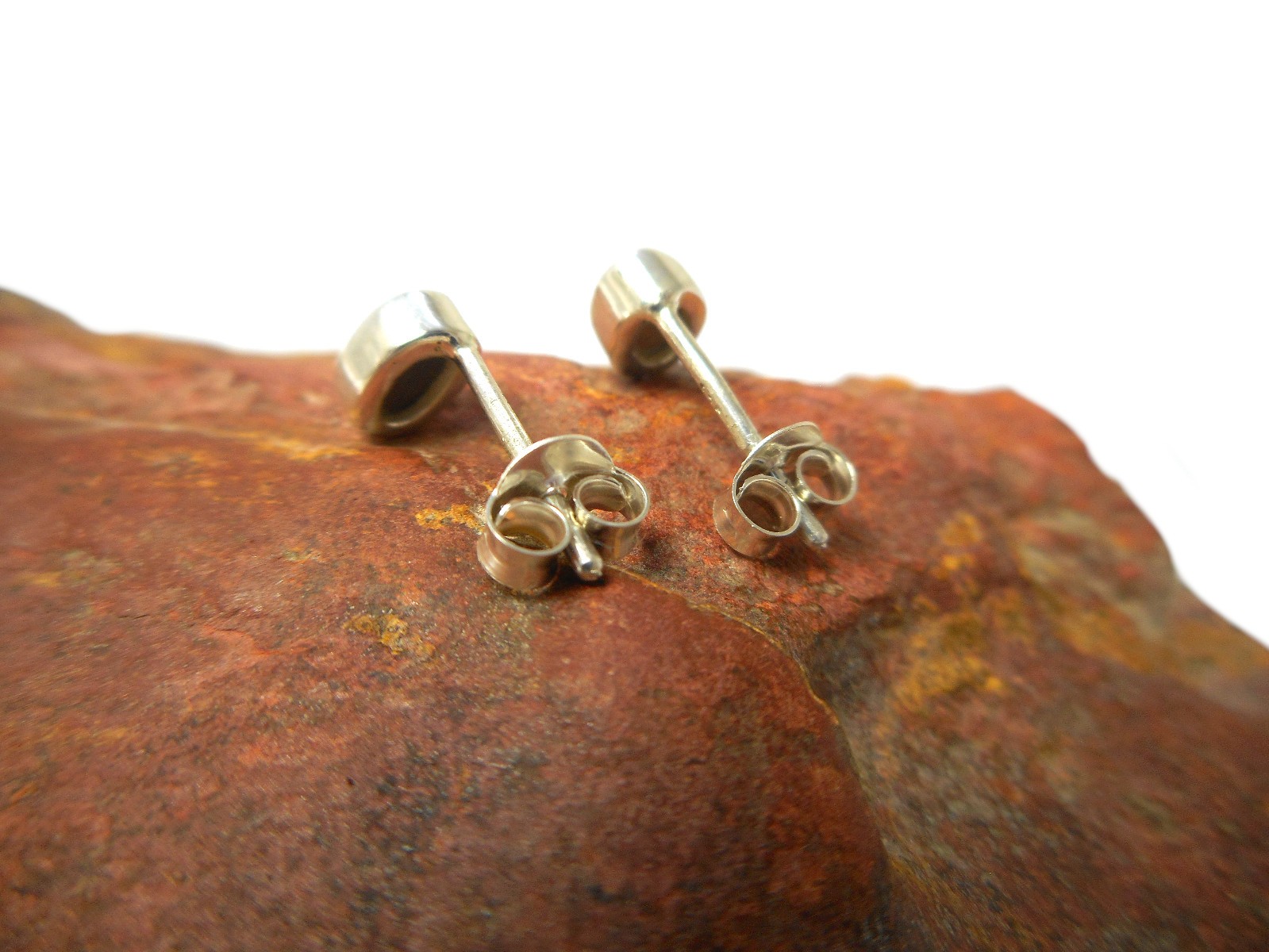 Natural Small Australian Opal Stud Earrings - Sterling Silver Gemstone