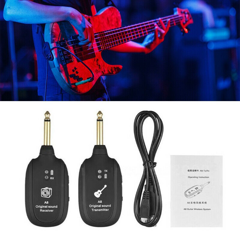 A8 UHF Wireless Guitar Transmitter Receiver Set 730mhz 50M Range