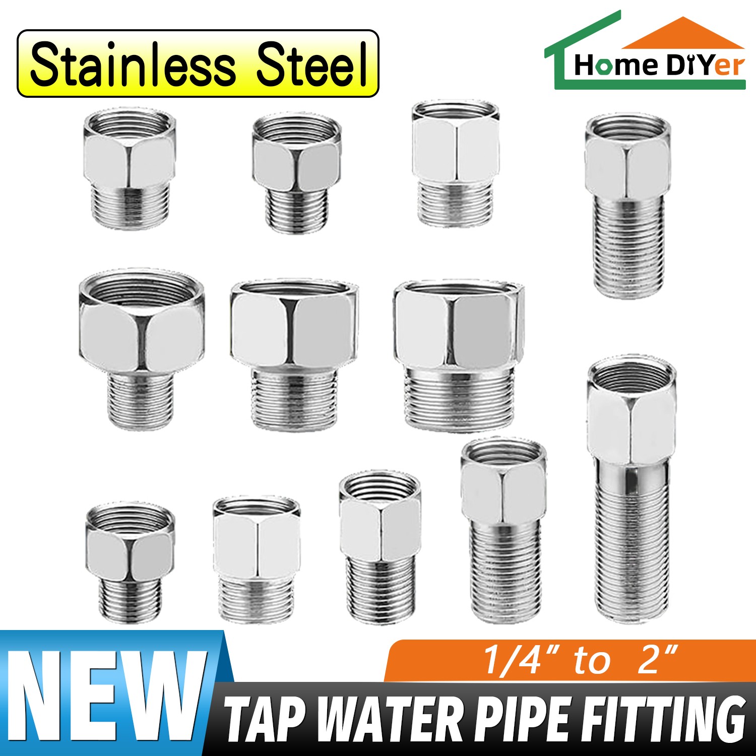 Stainless Steel Pipe Fitting Female to Male Thread Reducer Adapter Connector