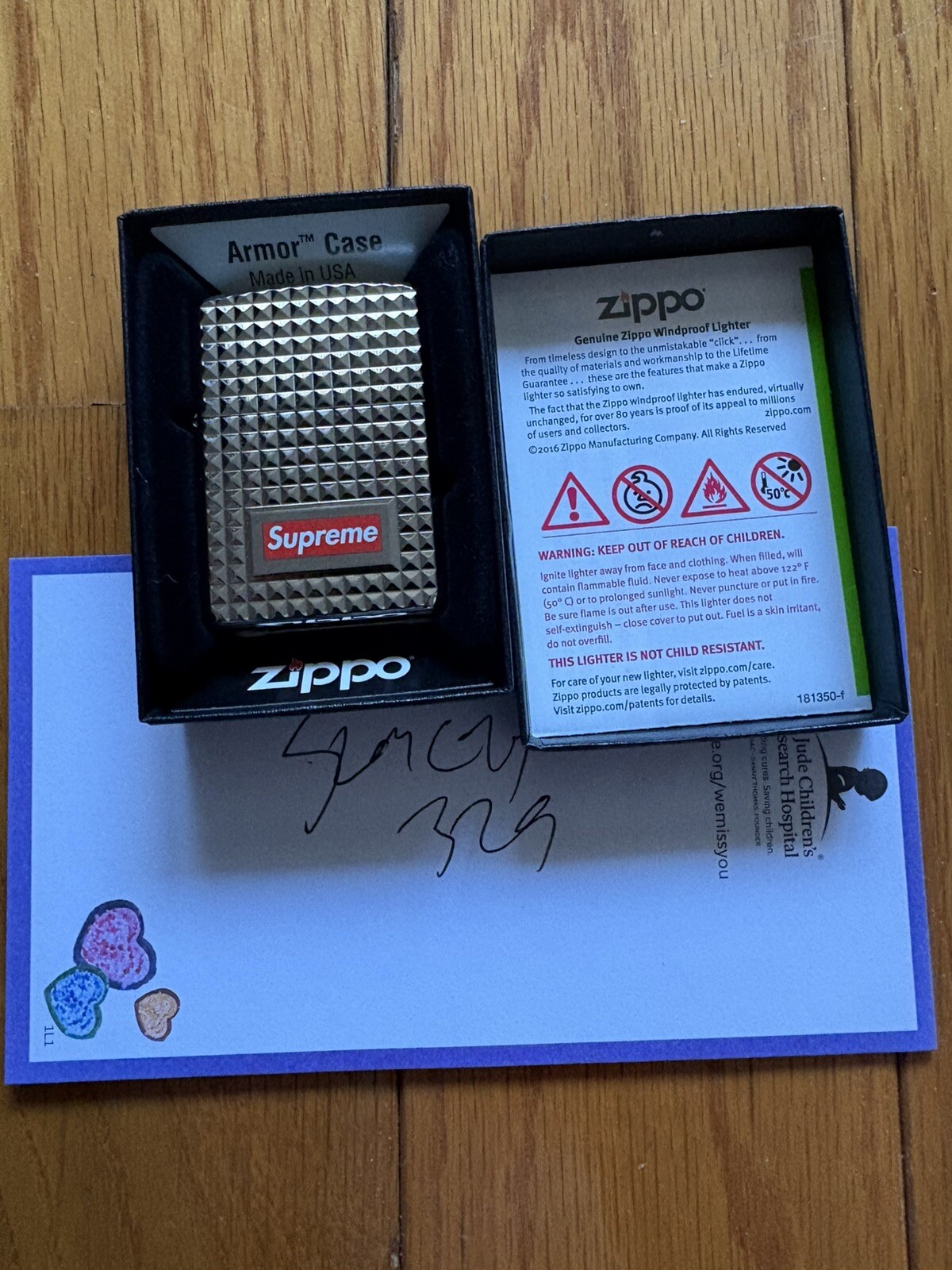New FW17 Supreme Box Logo Diamond Cut Zippo Silver