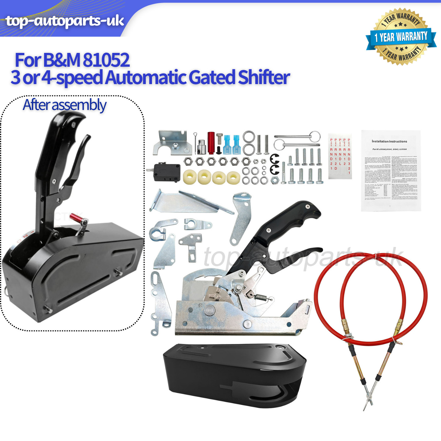 3 or 4-speed Automatic Gated Shifter Magnum Grip Stealth Pro Stick For B&M 81052